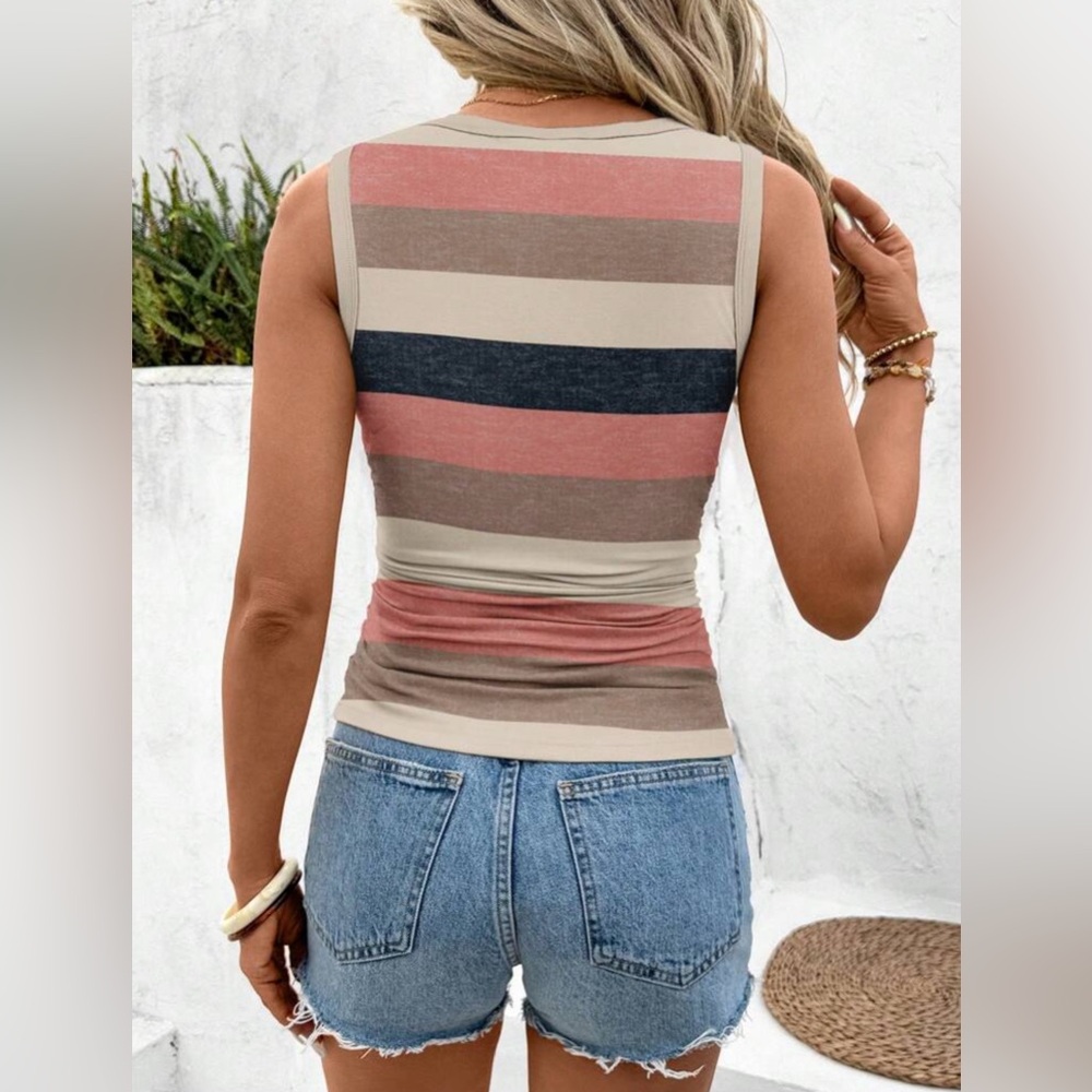 Set of 2 Striped Sleeveless Tops - Multicolor Sz M New - Picture 7 of 7